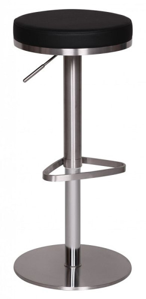 Tabouret de bar Wohnling en acier inoxydable noir, hauteur d'assise réglable 57 - 82 cm, WL1.293