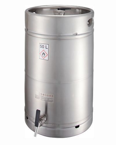Bocal de sécurité DENIOS, inox, avec robinet 3/4", volume 50 litres, 117-349
