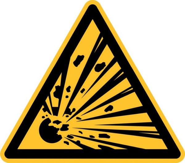 Panneau d'avertissement Eichner "Substances explosives", longueur de côté 20 cm, film PVC, autocollant pour usage intérieur et extérieur, 9225-12040-020