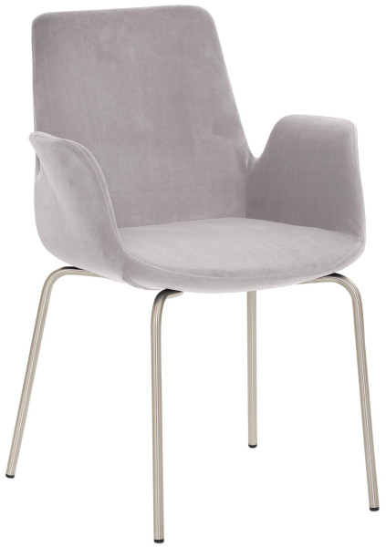 Fauteuil Mayer Sitzmöbel , structure 4 pieds, aspect inox chrome brossé, gris bleu, 2009_V4_30604