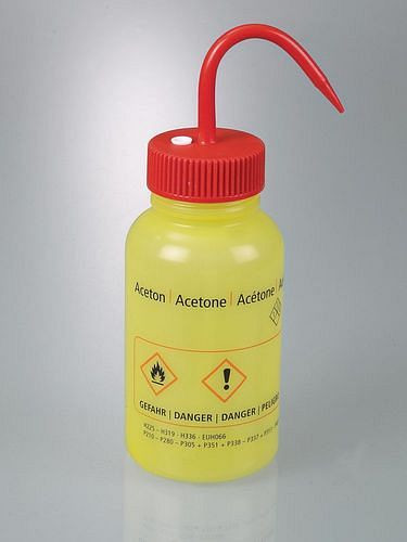 Flacon pulvérisateur de sécurité DENIOS en LDPE, valve de ventilation et impression "Ethanol", 500 ml, paquet de 18, 309715