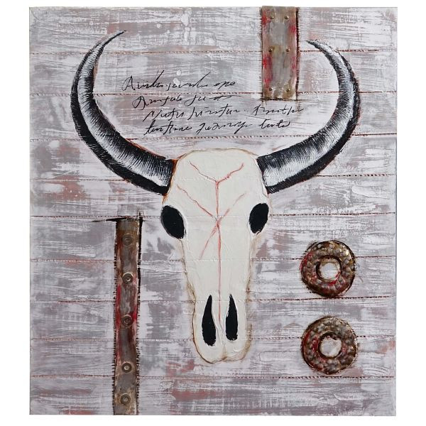 Mendler peinture à l'huile taureau, peinture murale 100% peinte à la main XL, 100x90cm, 44751