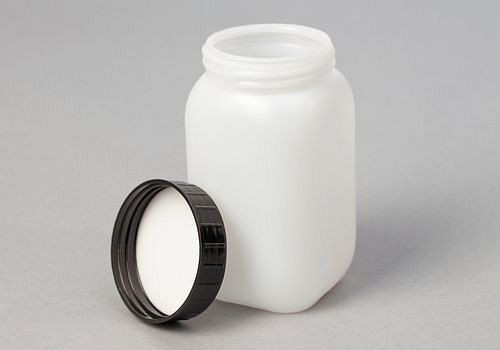 Flacons à col large DENIOS en HDPE, carrés, naturellement transparents, 500 ml, UE : 20 pièces, 257-558