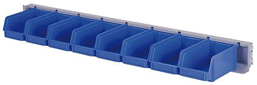 Porte-conteneurs Bedrunka+Hirth largeur 1000 avec 8 bacs de rangement visibles taille 2, dimensions en mm (LxPxH) : 100 x 170 x 140, 03.900.012