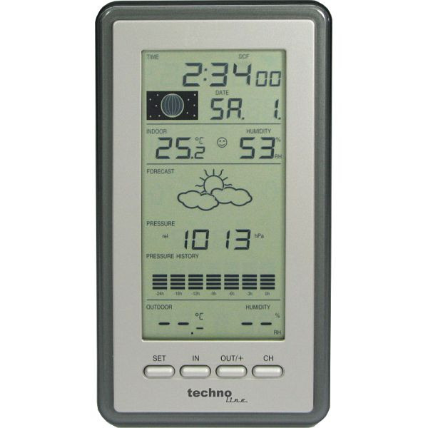Station météo Technoline, radio-réveil DCF-77 avec possibilité de réglage manuel, dimensions : 100 x 178 x 28 mm, WS 9040