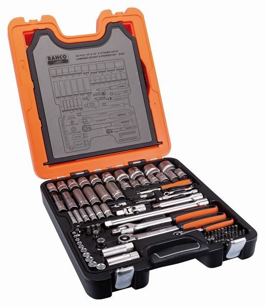 Jeu de clés à douille Bahco 1/4"+1/2", 103 pièces, S103