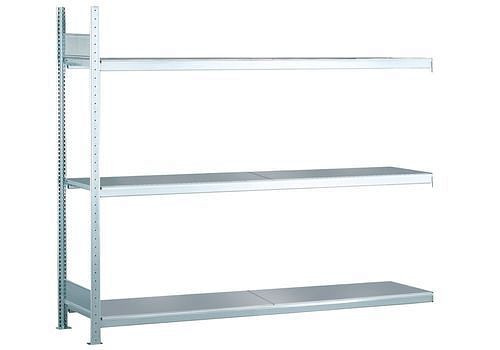 Rayonnage grande portée Schulte avec tablettes en acier, champ supplémentaire, 3 niveaux de rangement, largeur des compartiments 2000 mm, 2006 x 536 x 2000 mm, 278887