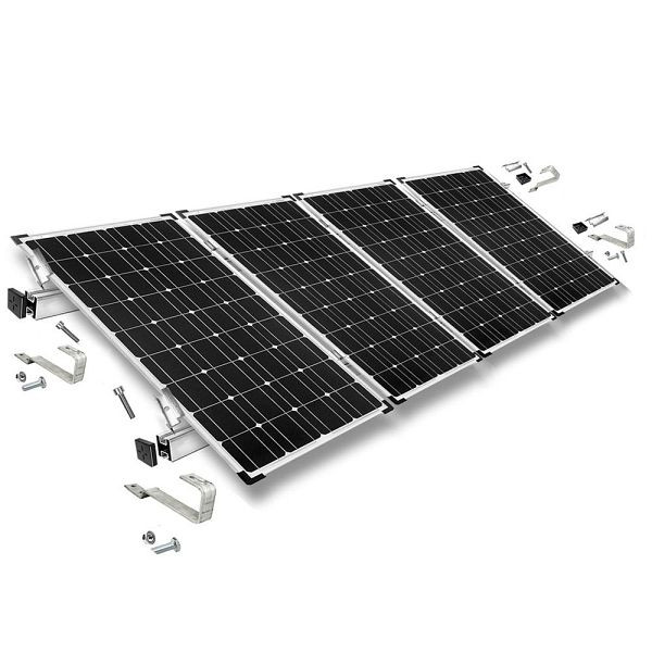 Kit de montage Offgridtec avec crochet de toit à queue simple pour installation sur toit en pente 4 panneaux solaires hauteur de cadre 30 mm, 8-01-013770-007