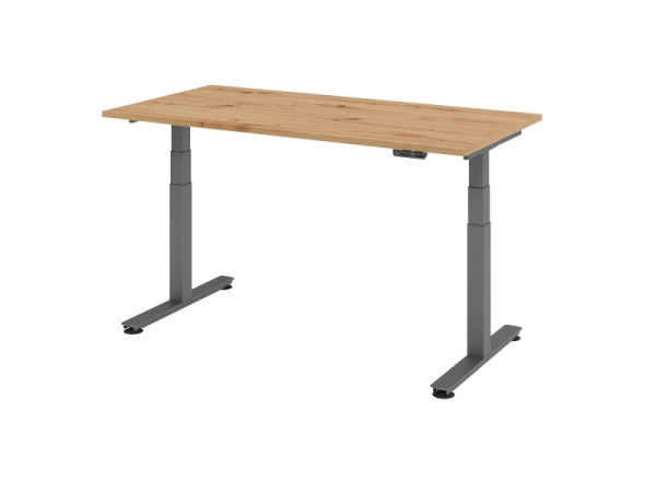 Bureau assis-debout électrique Hammerbacher 160x80cm chêne noueux, hauteur de travail 63,5-128,5 cm, VXDSM16/R/G