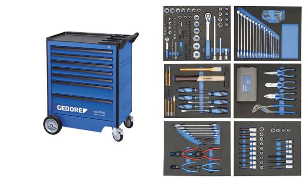 Chariot à outils GEDORE avec assortiment d'outils de 190 pièces, 2980290