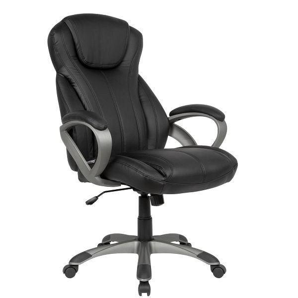 Amstyle housse de chaise de bureau simili cuir noir chaise de bureau pivotante jusqu'à 120 kg, réglable en hauteur, chaise de bureau avec accoudoirs et dossier haut, SPM1.415