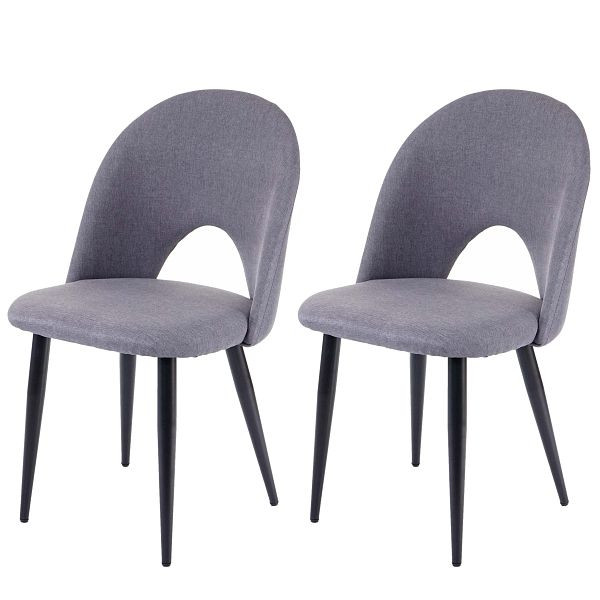 Mendler ensemble de 2 chaises de salle à manger HWC-D73, chaise chaise de cuisine, tissu/textile, gris foncé, 64206
