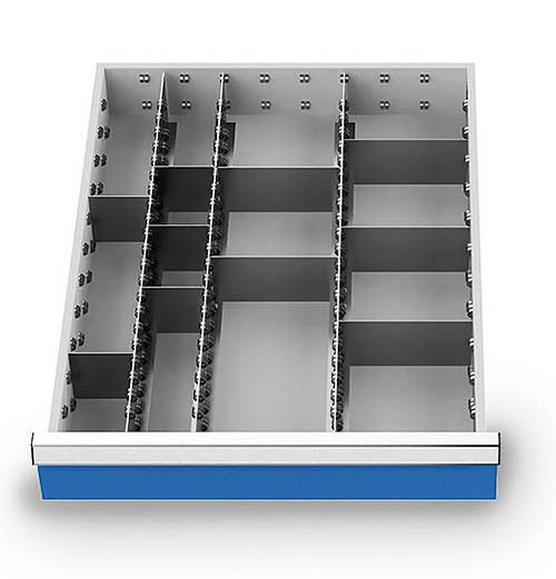 Bedrunka+Hirth kit de séparation en métal 13 pièces, R 18-24, hauteur du panneau 75 mm, dimensions en mm (LxPxH) : 450 x 600 x 75, 114BLH75