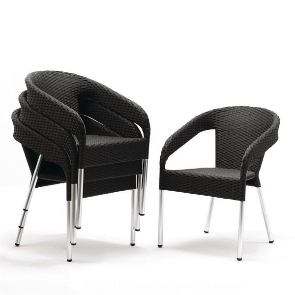 Chaises en rotin Bolero avec accoudoirs en aluminium, anthracite, UE: 4 pièces, CG223