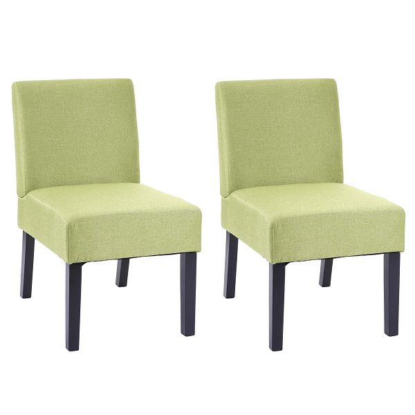 Mendler ensemble de 2 chaises de salle à manger HWC-F61, chaise chaise longue, tissu/textile, vert, 70174