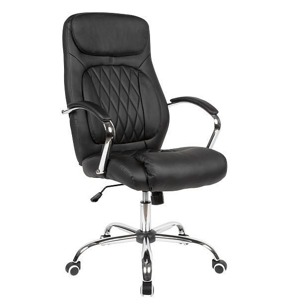 Amstyle housse de chaise de bureau simili cuir noir chaise de bureau pivotante jusqu'à 120 kg, réglable en hauteur, chaise de bureau avec accoudoirs et dossier bas, SPM1.412