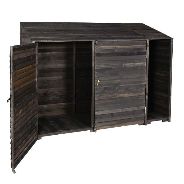 Abri à outils Mendler HWC-J75, abri à outils pour armoire à outils, bois teinté, 180x250x93cm, gris anthracite, 83053+89577