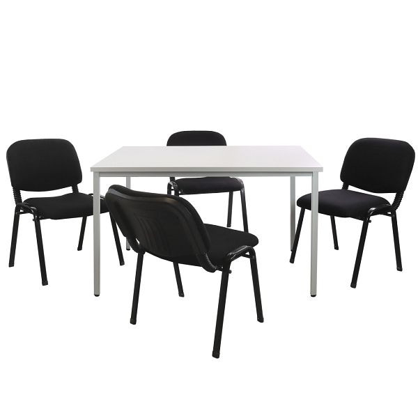 Set de table ADB en tube d'acier (L 1200 mm) avec 4 chaises visiteur, 78501