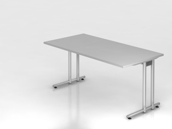 Bureau Hammerbacher pied C 160x80cm gris/argent, hauteur de travail 72 cm, VNS16/5/S