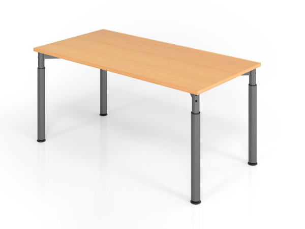 Bureau Hammerbacher YS16, 160 x 80 cm, plateau : hêtre, épaisseur 25 mm, chant épais ABS, forme rectangulaire, graphite, VYS16/6/G
