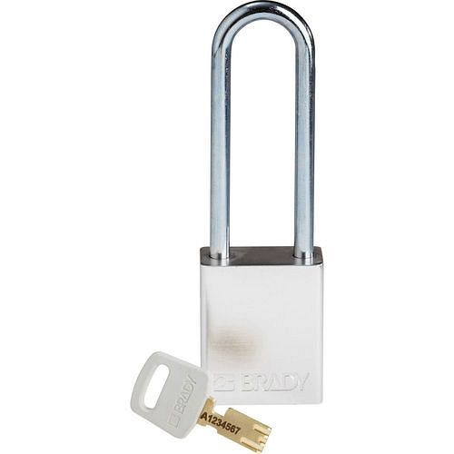 Cadenas Brady SafeKey, aluminium transparent, hauteur 76,20 mm, blanc, 311993