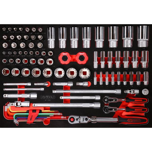 KS Tools PERFORMANCEplus jeu d'outils 92 pièces clé à douille 1/4'+3/8'+1/2', 811.0092
