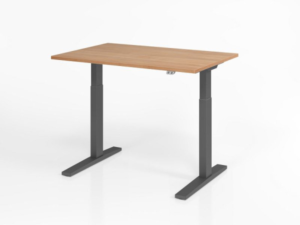 Bureau Hammerbacher XMKA12, 120 x 80 cm, plateau : noyer, épaisseur 25 mm, chant épais en ABS, forme rectangulaire, graphite, VXMKA12/N/G