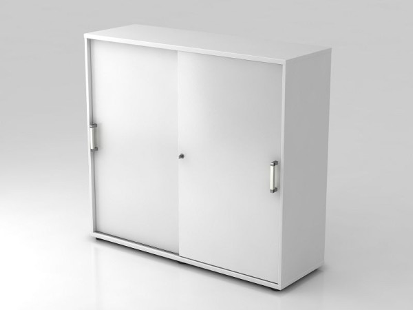 Hammerbacher armoire à portes coulissantes 3OH 120cm poignée chromée blanc/blanc, 120x40x110 cm (LxPxH), V1753S/W/W/CE