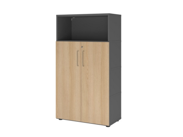 Étagère/portes Hammerbacher, 4OH, graphite/chêne, VFW48T3KG/G/E/BS
