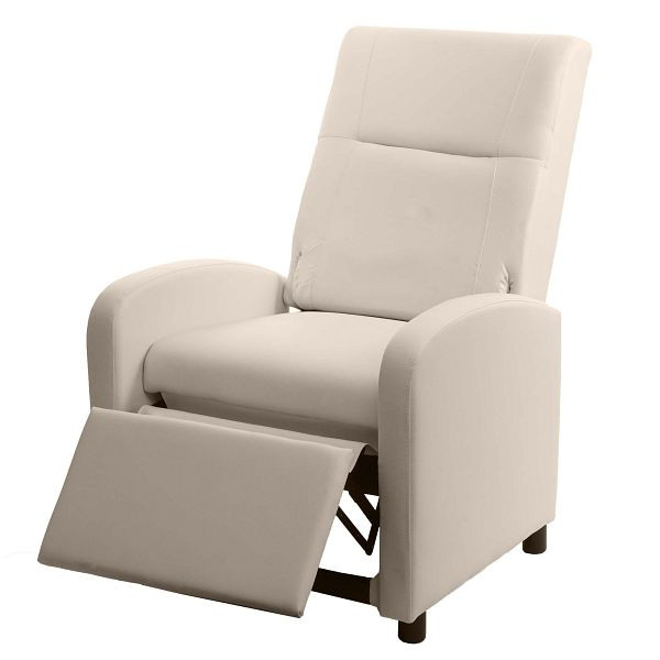 Fauteuil TV Mendler HWC-H18, fauteuil de relaxation fauteuil lounger, simili cuir pliable 99x70x75cm, crème, 72662