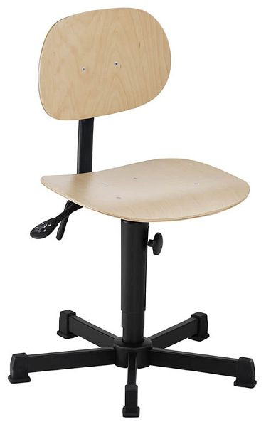 Siège de travail pivotant Bedrunka+Hirth avec patins, hauteur d'assise 440 - 630 mm, assise : contreplaqué de hêtre, 05.94.42