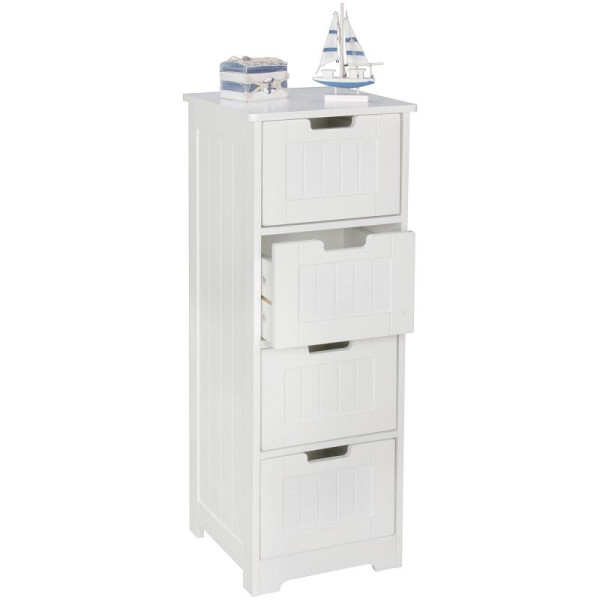 Wohnling Design meuble de salle de bain LUIS style maison de campagne bois MDF 30 x 83 x 30 cm blanc, WL5.183
