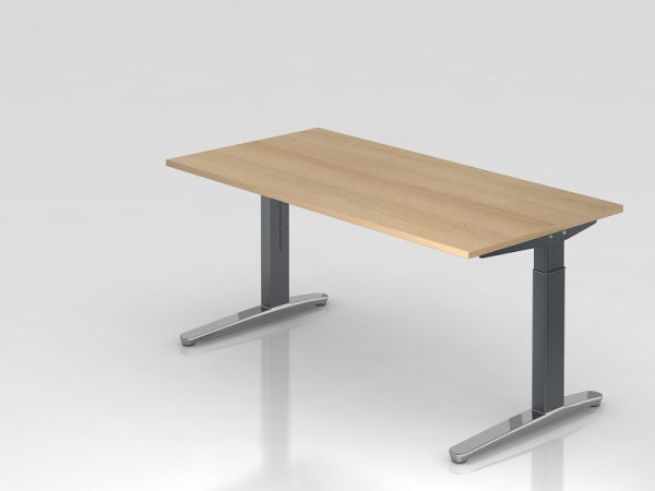 Bureau Hammerbacher pied C 160x80cm chêne/graphite (poli), forme rectangulaire, VXB16/E/GC