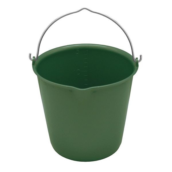 Seau d'alimentation Growi 15 litres avec bec verseur, qualité alimentaire, Ø 380 mm, hauteur 270 mm, vert, 10062971