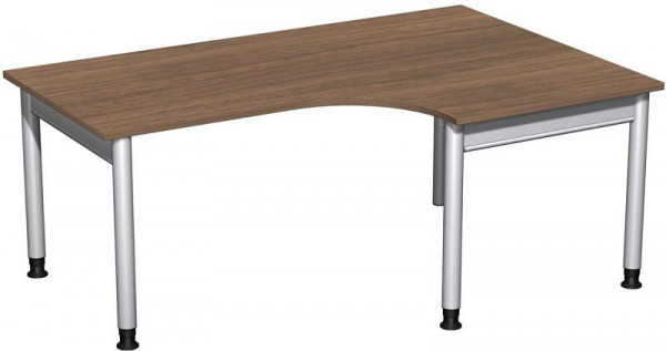 Bureau PC geramöbel droit, réglable en hauteur, 1800x1200x680-820, noyer/argent, N-657309-NS