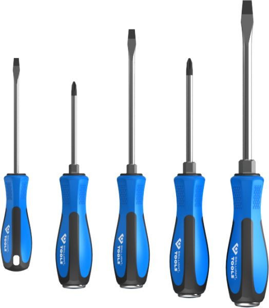 Brilliant Tools Jeu de tournevis avec capuchon à impact, 5 pièces, fendu, PH Phillips, BT031020