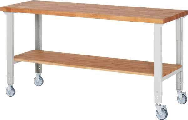 Etabli mobile RAU (réglable en hauteur) 7000-7, 2000x700x950-1000mm, 2 roulettes fixes et roulettes pivotantes chacune, 05-7000-7-207B4H22.12