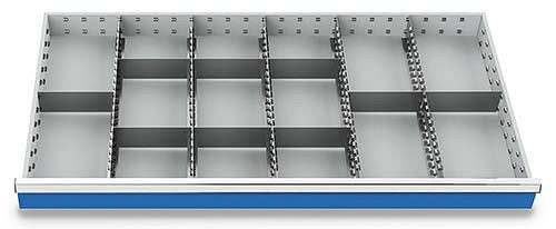 Bedrunka+Hirth kit de séparation en métal 14 pièces, R 48-24, dimensions utiles du tiroir 1200 x 600 mm, hauteurs de panneau 200 / 250 mm, 1200 x 600 x 175 mm, 185BLH200
