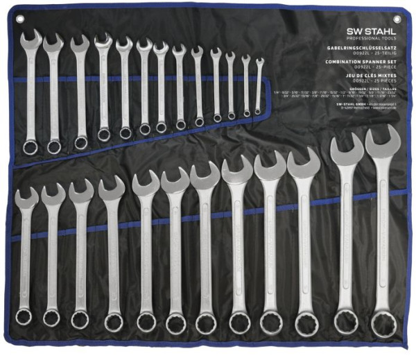 Jeu de clés mixtes en acier SW, 1/4"-1 1/4", 25 pièces, 00922L