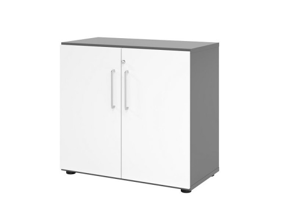 Armoire Hammerbacher 928T2, 2 OH, corps : graphite / façade : blanc, 80 x 42 x 74,6 cm (LxPxH), V928T2/G/W/BS
