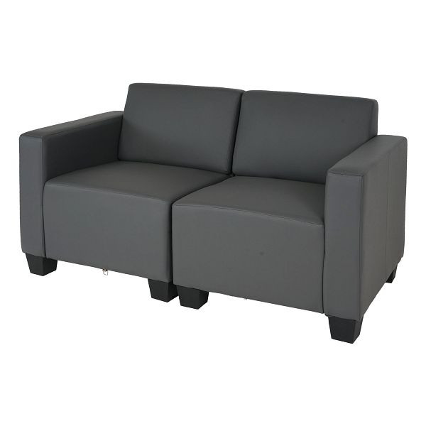 Mendler Canapé modulaire 2 places Couch Lyon, simili cuir, gris foncé, 75184+75185