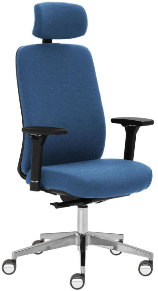 Chaise pivotante Mayer Sitzmöbel , accoudoirs 4D, piètement en aluminium, grandes roulettes pour sols durs, avec revêtement chromé, bleu, 2229_AV4D_KS_SYM++_POL_ROB_30612