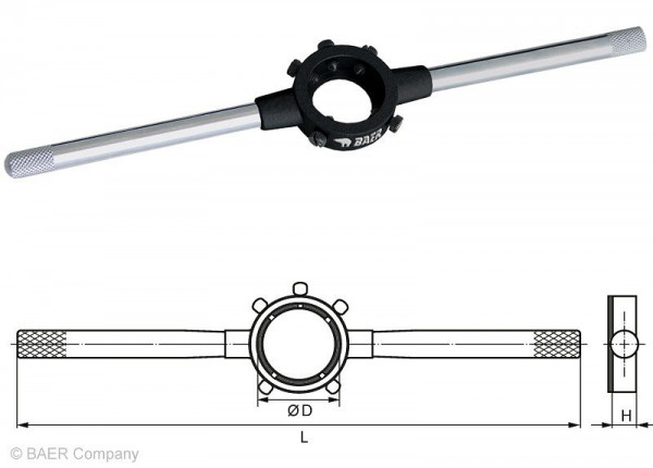 Porte-matrice en acier BAER 65 x 25 mm / M 27-36 / BSW 1.1/8-1.3/8, 491824003