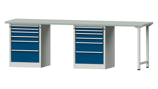 Établis ANKE Établi combiné, modèle 916 V, 2800 x 700 x 890 mm, RAL 7035/5010, ZBP 40 mm, 415.157