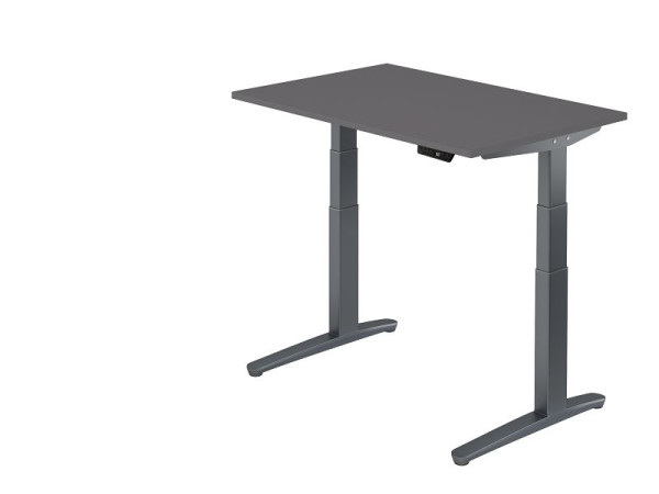 Hammerbacher bureau assis-debout électrique 120x80cm graphite/graphite, forme rectangulaire, VXBHM12/G/GG
