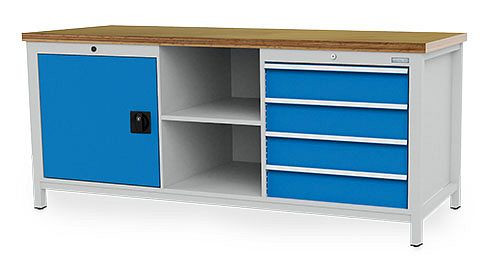 Établi à caissons Bedrunka+Hirth R 24-24, 4x150 mm, tiroirs à extension complète 100%, tiroirs avec hauteur de panneau de 50 mm, capacité de charge de 70 kg, 03.20.16V