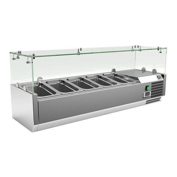 Vitrine réfrigérée en acier inoxydable Gastro-Inox 5x Gastronorm 1/4, capacité nette 33 litres, refroidissement statique, 209.120
