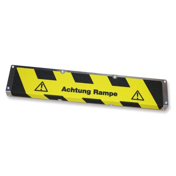 Pantalon de farine profil de bord antidérapant en aluminium avec revêtement antidérapant m2, "Attention Ramp" 120x1000x45mm, AKM14F2