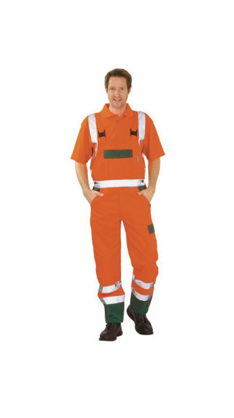 Salopette haute visibilité Planam, orange/vert, taille 52, 2028052