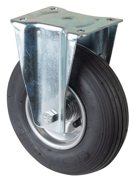 Rouleau de transport BS rollers, rouleau fixe, largeur de roue 65 mm, roue Ø 230 mm, capacité de charge 130 kg, roue pneumatique en caoutchouc noir, jante en acier, roulement à rouleaux, L410.C90.230
